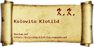 Kolovits Klotild névjegykártya